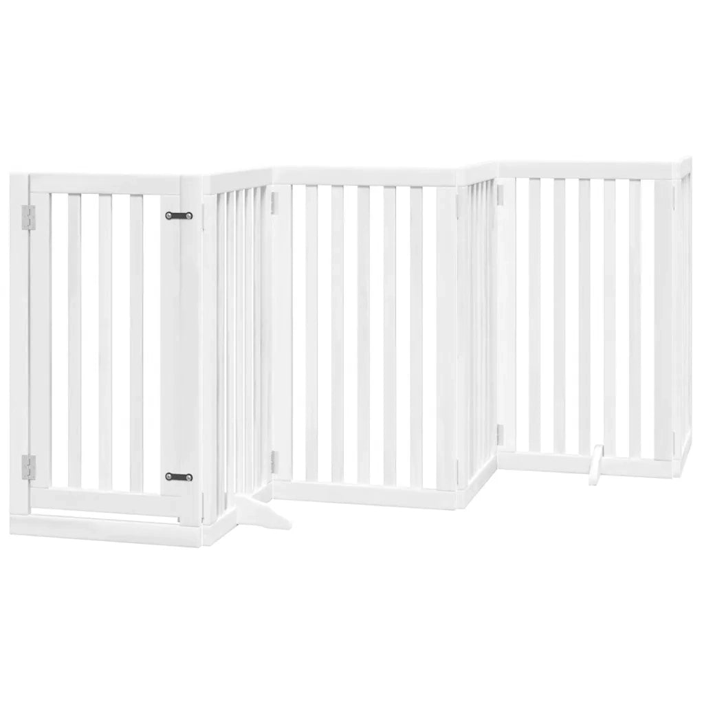 vidaXL Cancello Cani Porta Pieghevole Bianco 12 Pannelli 600 cm Pioppo