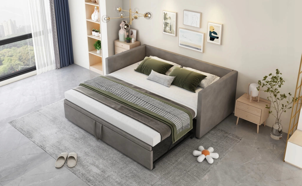 Letto imbottito estraibile - Xylo - 90/180x200 cm - Grigio