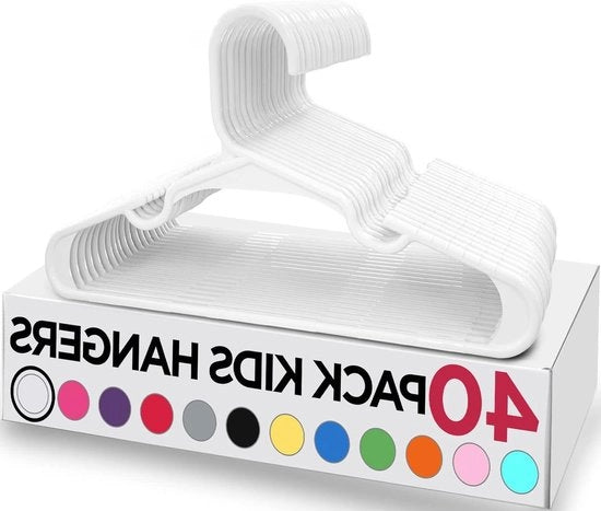 Hangers in velluto per bambini (set da 40, bianco)