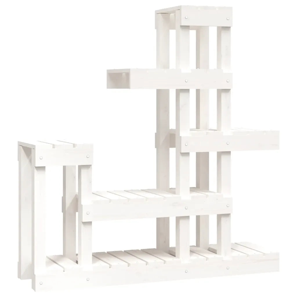 Supporto per Piante Bianco 92x25x97cm Legno Massello di Pino 822103