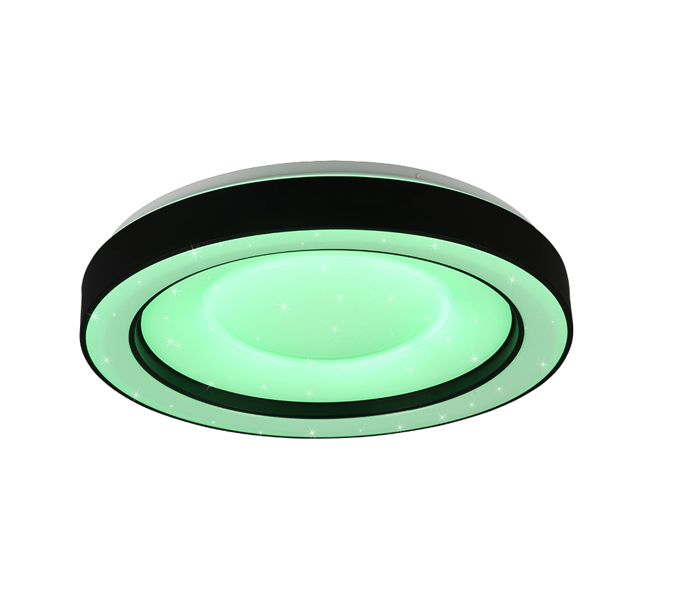 Plafoniera LED RGB effetto stelle, nero e cromo, 49x8 cm, Arco
