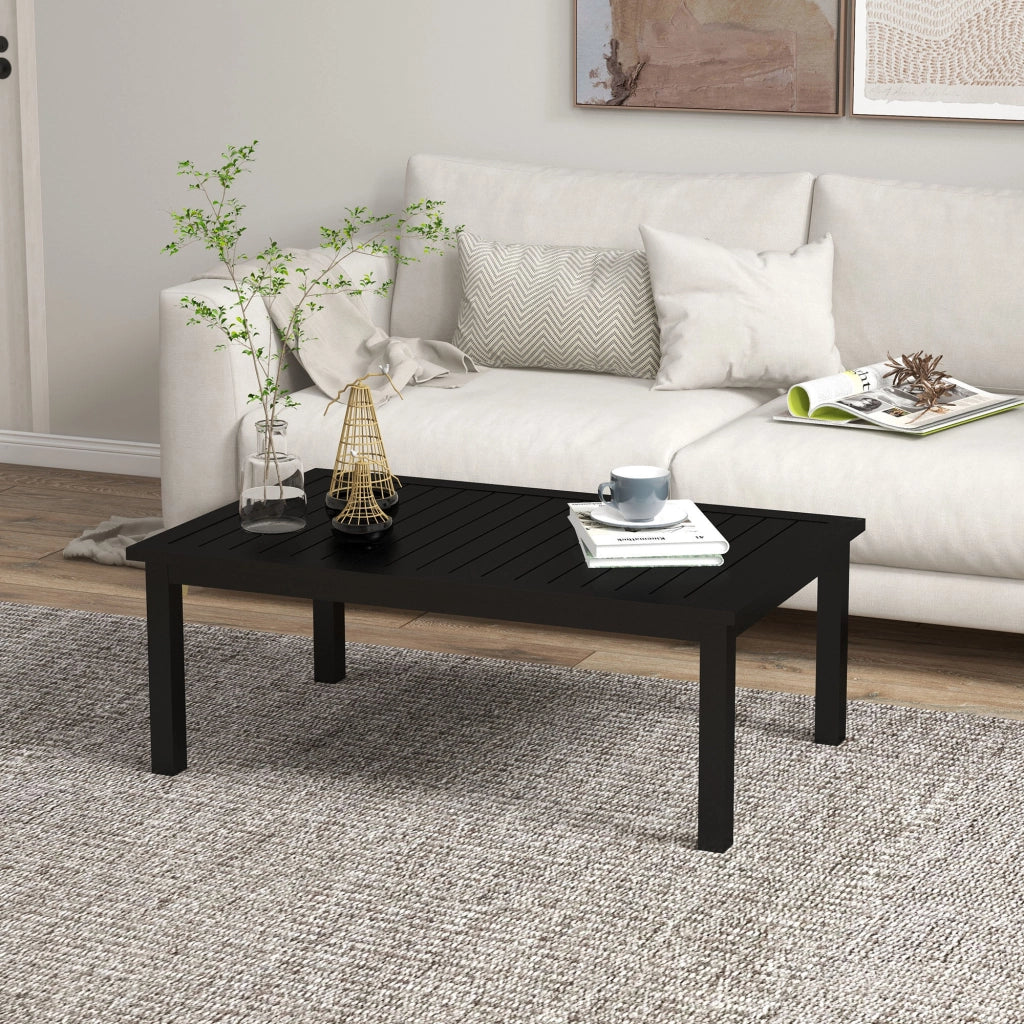 Tavolino rettangolare in alluminio per interno ed esterno ¨C zephmum ¨C nero 100x60x37 cm