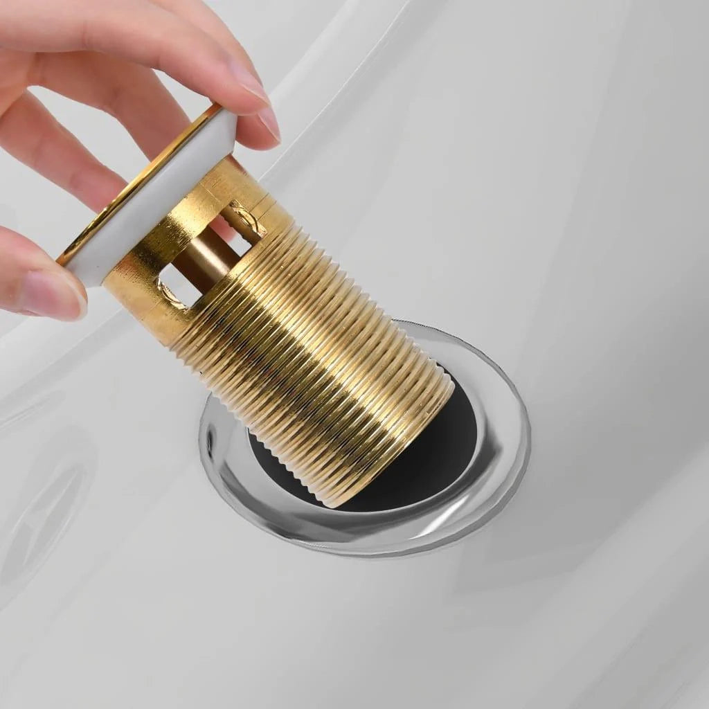 Piletta a pulsante con troppo pieno dorato 6,4 x 6,4 x 9,1 cm 02_0003484