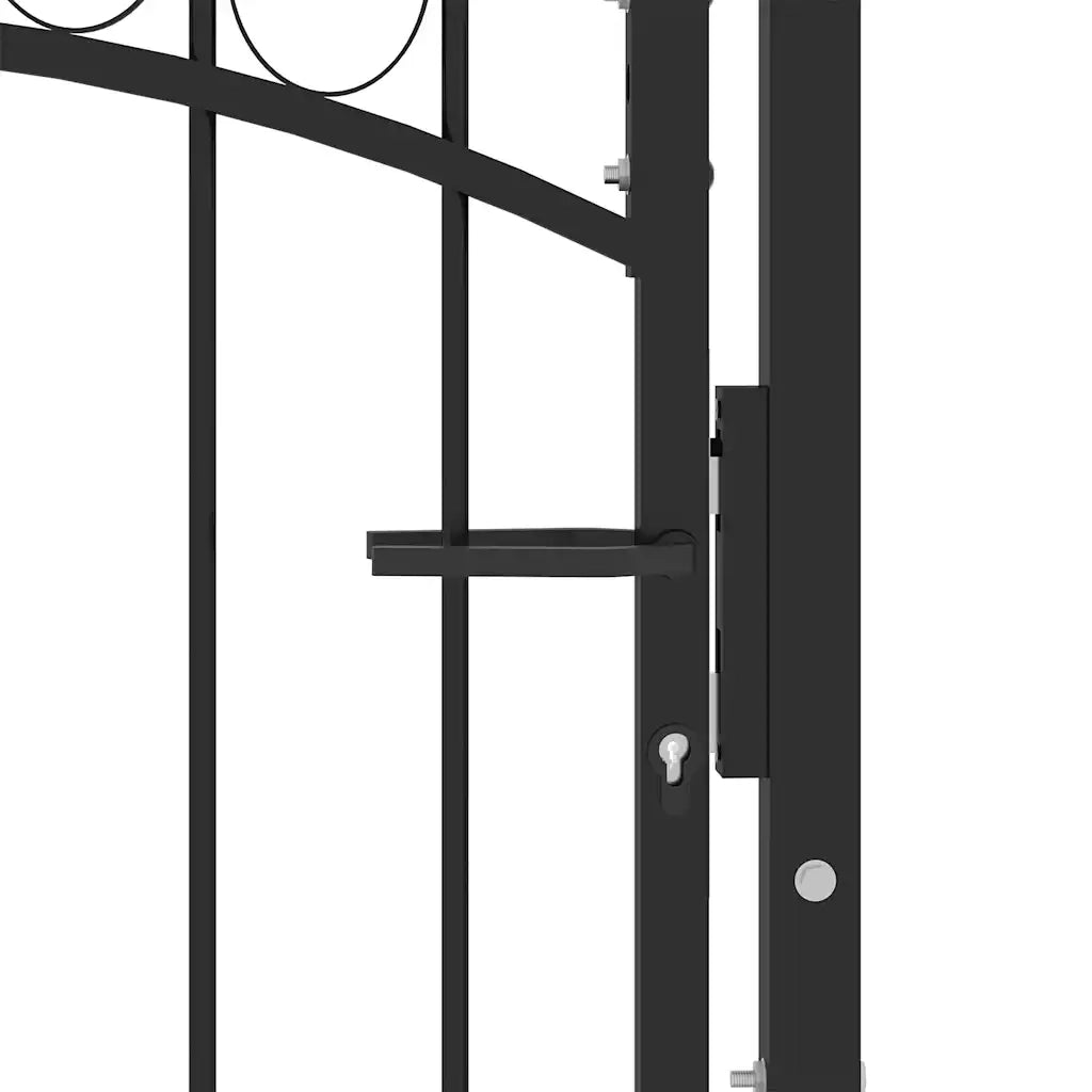 Cancello per Recinzione ad Arco in Acciaio 100x125 cm Nero cod mxl 47052