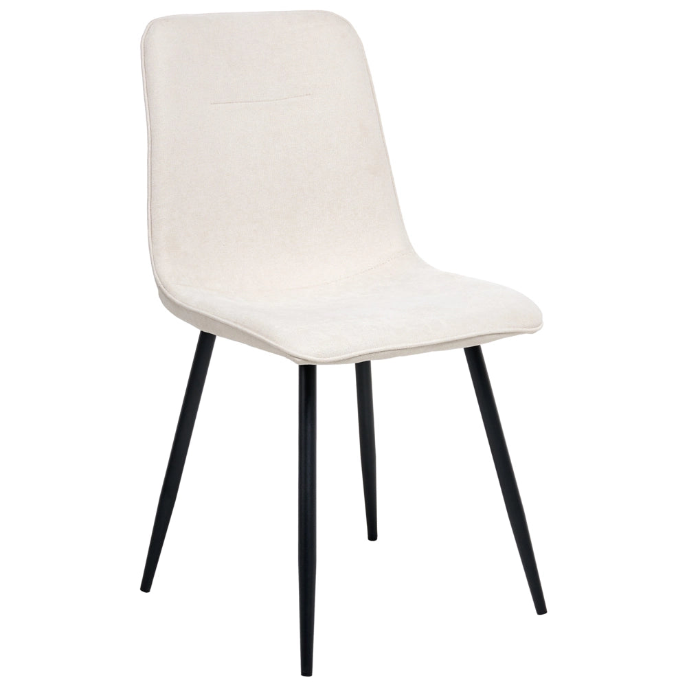 Set di 4 sedie da pranzo Tappezzeria in poliestere beige chiaro Gambe nere in ferro Sala da pranzo senza braccioli
