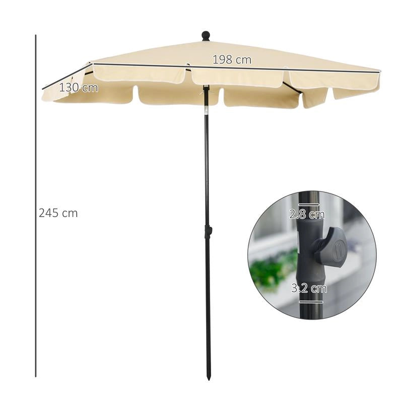 OMBRELLONE DA GIARDINO RETTANGOLARE E REGOLABILE CON PALO IN ALLUMINIO 2X1.3X2.5 M BEIGE