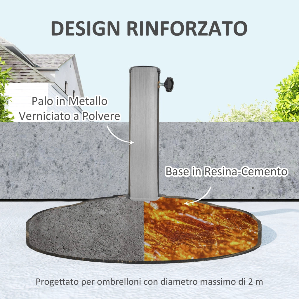 Base per Ombrellone da 12 kg con Manovella Integrata, in Resina, Metallo e Cemento, ?46x33 cm, Bronzo