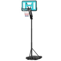 Canestro Basket da Esterno Regolabile da 146-236 cm con Ruote e Base Riempibile, Nero