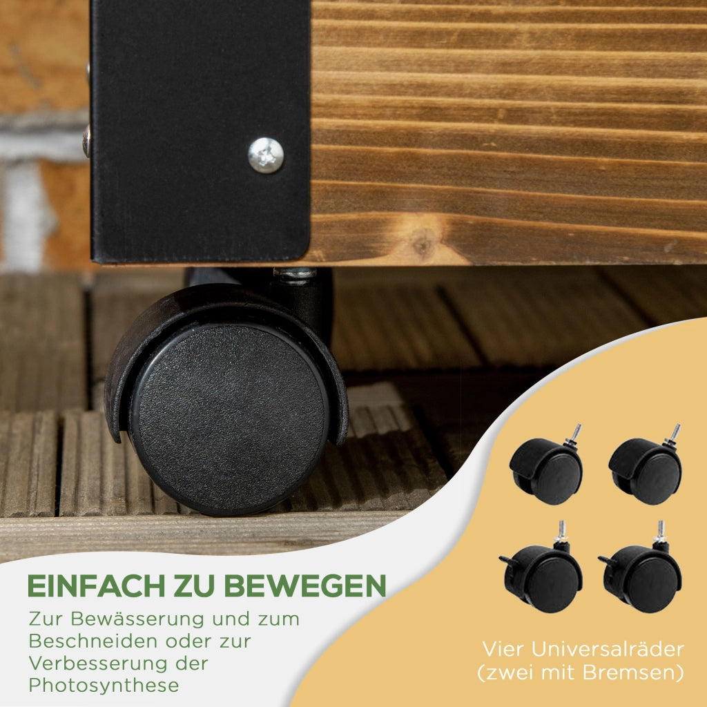 Hochbeet con traliccio ¨C zephmum ¨C 65x31x147 cm, legno massello, nero e marrone