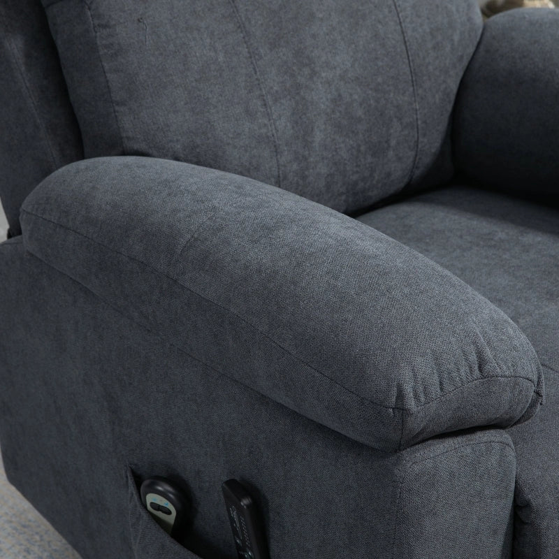 Poltrona Alzapersona Elettrica 85x94,5x103 cm in Tessuto Effetto Lino Grigio