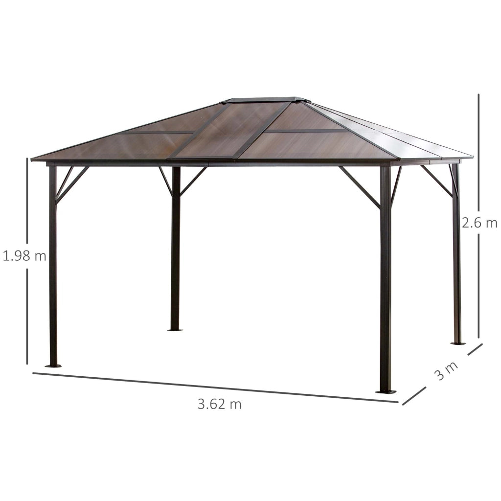 EasyComfort Gazebo da Giardino 3.6x3m con Tetto Apribile in Policarbonato e Struttura in Alluminio