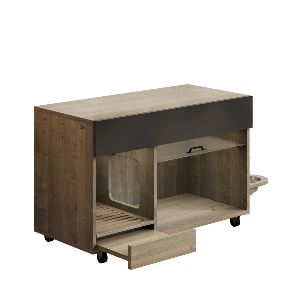 Mobiletto per Lettiera Gatto con Ciotole ¨C MINIMAL ¨C Legno, Rovere/Antracite, 100x45.5x67
