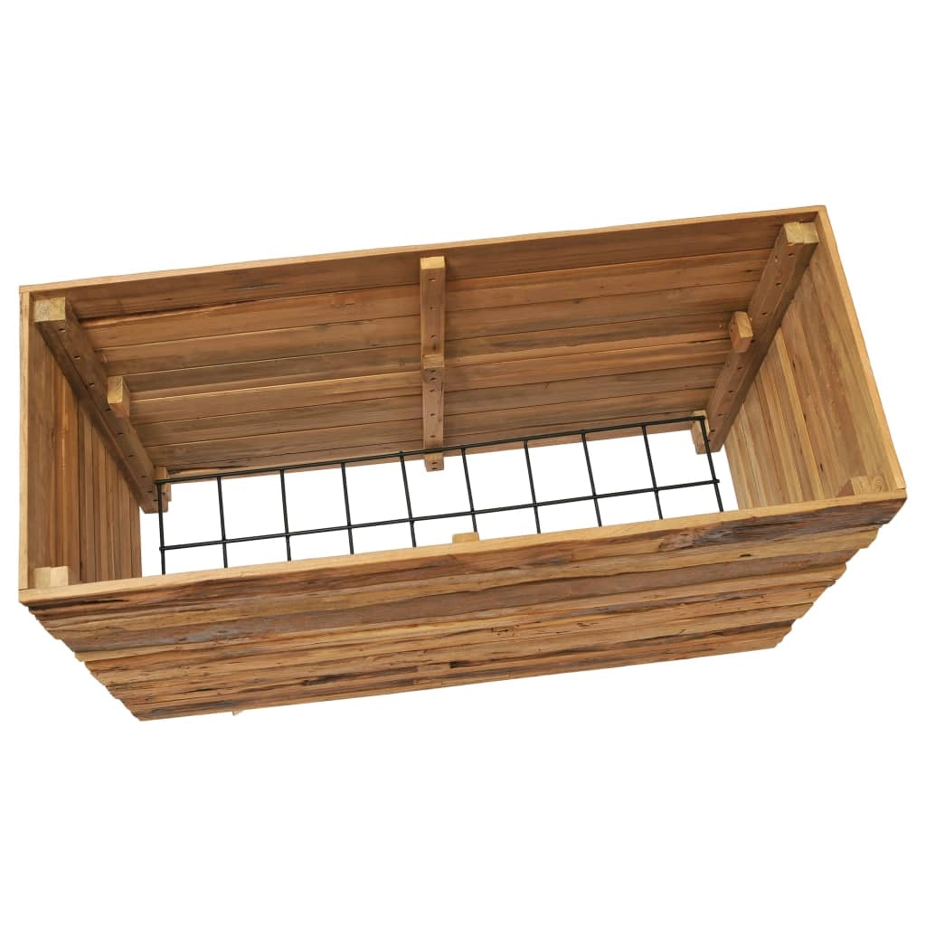 Aiuola rialzata per piante e fiori 100 x 40 x 72 cm legno di teak riciclato e acciaio 02_0000897