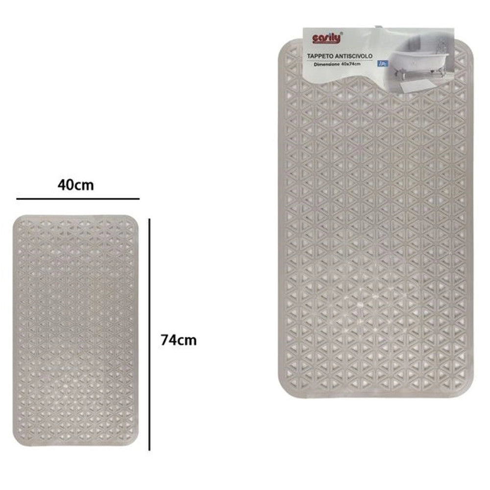 Trade Shop - Tappeto Antiscivolo Intreccio Geometrico Beige Per Vasca Da Bagno Doccia 40x74cm 10798 -