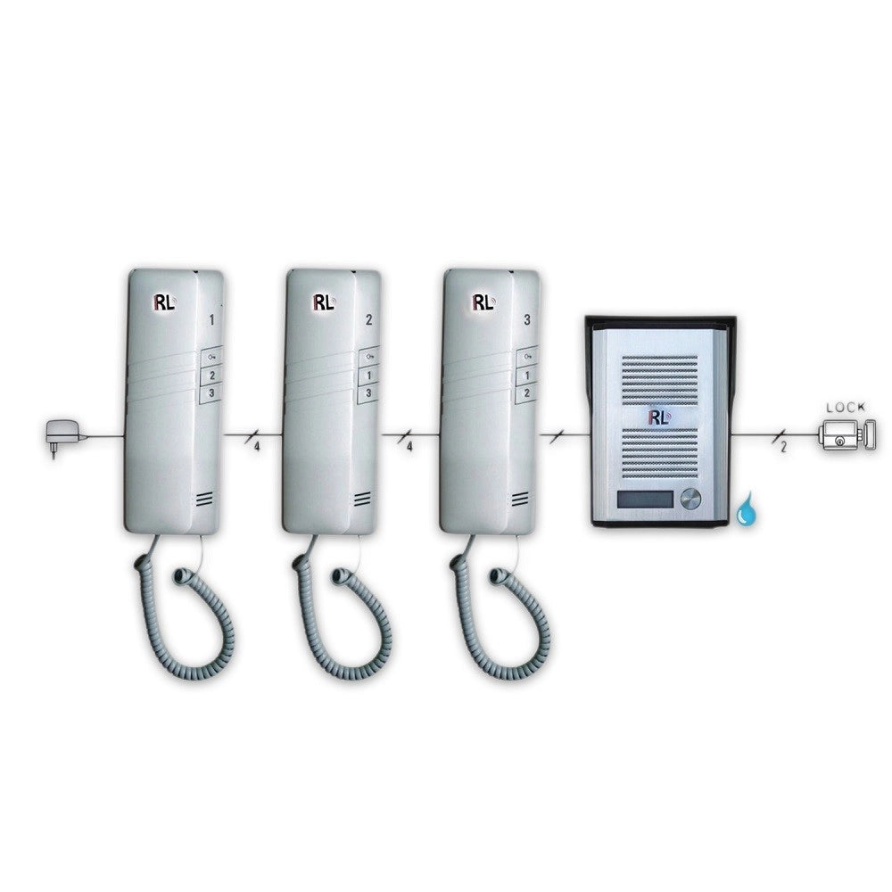 Trade Shop - Kit Citofono Apriporta Cancello Tre Cornette 4 Fili Casa Ufficio Interfono -