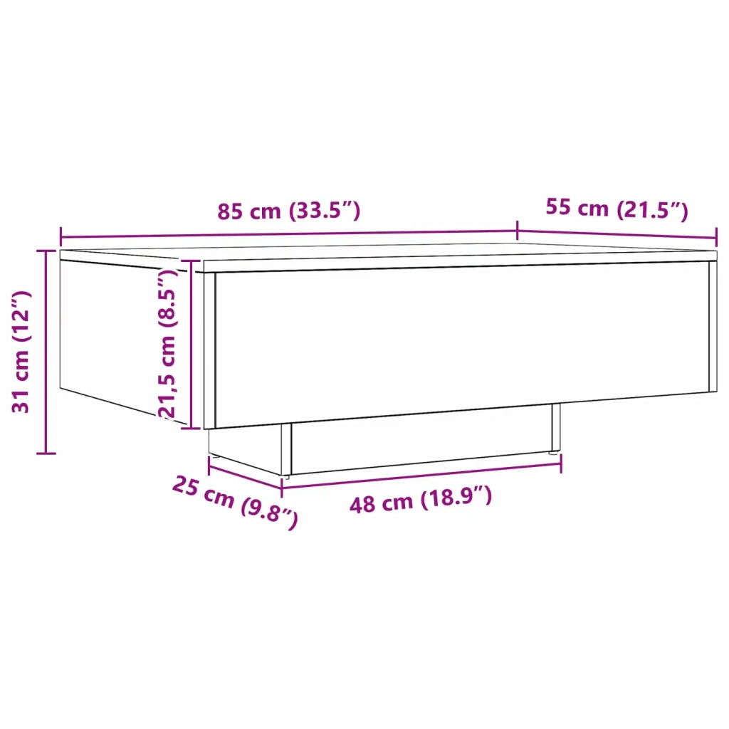 Tavolino da salotto Rovere Nero 85 x 55 x 31 cm 862042