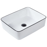 Lavabo da appoggio Bianco con bordo nero Ceramica lucida 490 x 380 mm Lavabo da bagno ovale