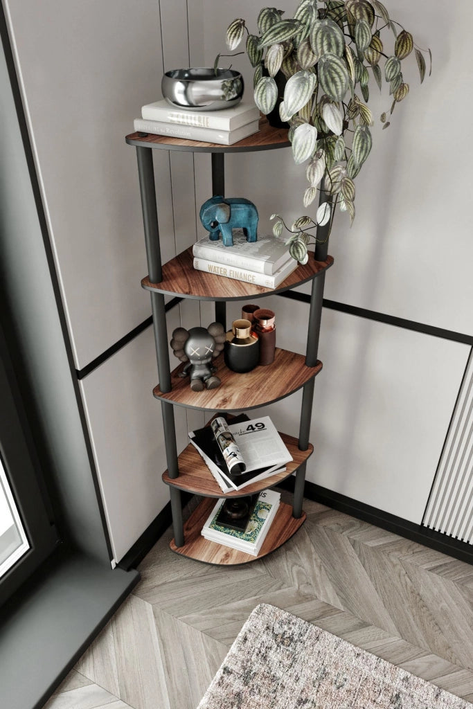 Biblioteca Sessanio, Libreria 4 Ripiani, 34x34x139h cm Marrone Noce
