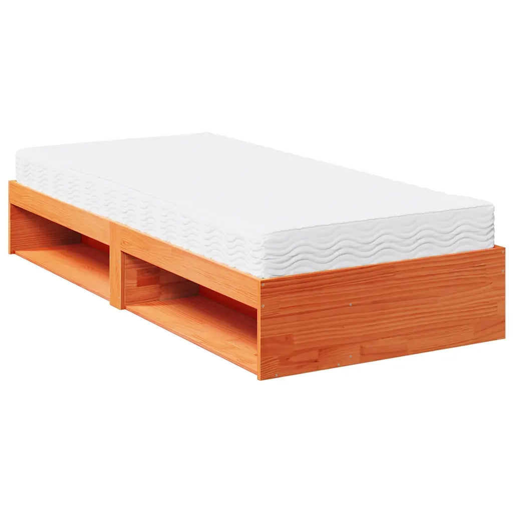 Dormeuse con Materasso Marrone 90x200 cm Legno Massello di Pino 3324597
