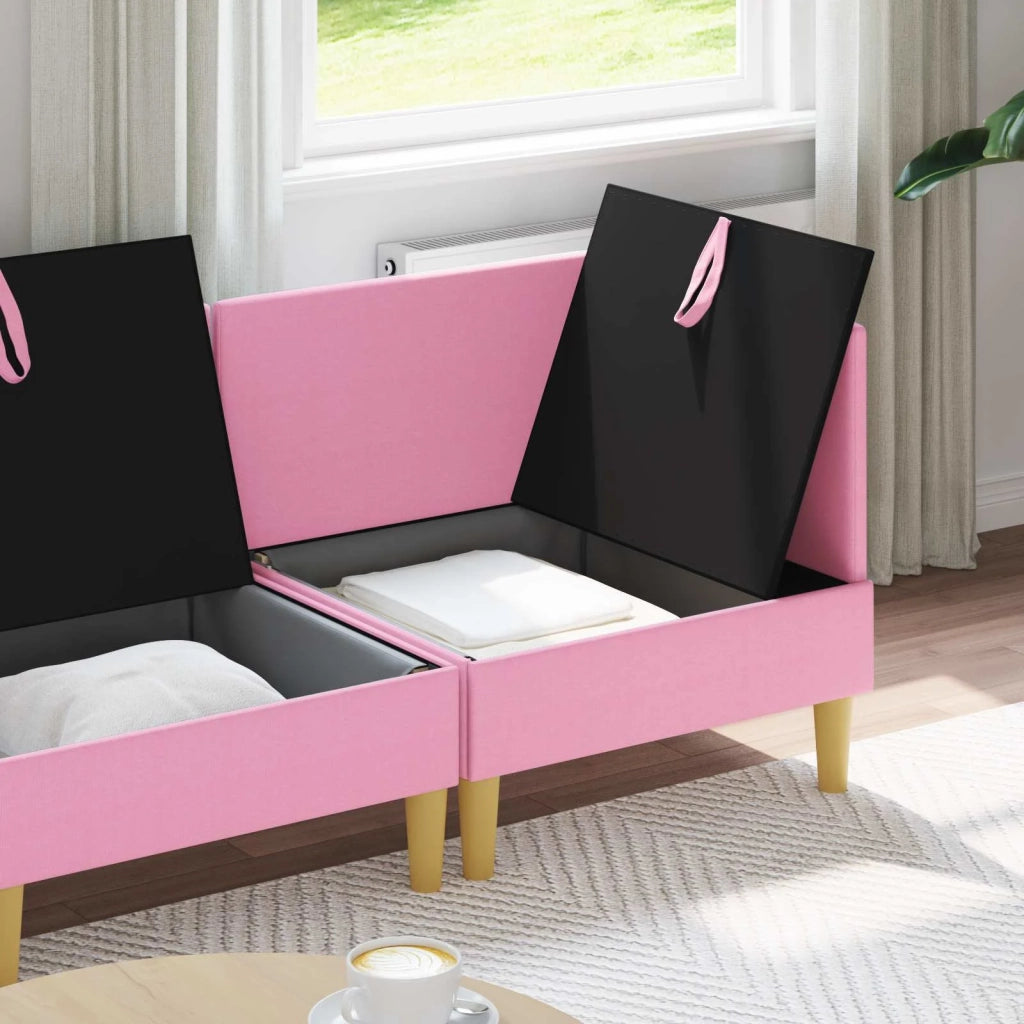 Set di mobili per il soggiorno con cuscino 3 pcs Rosa Tessuto 3413723