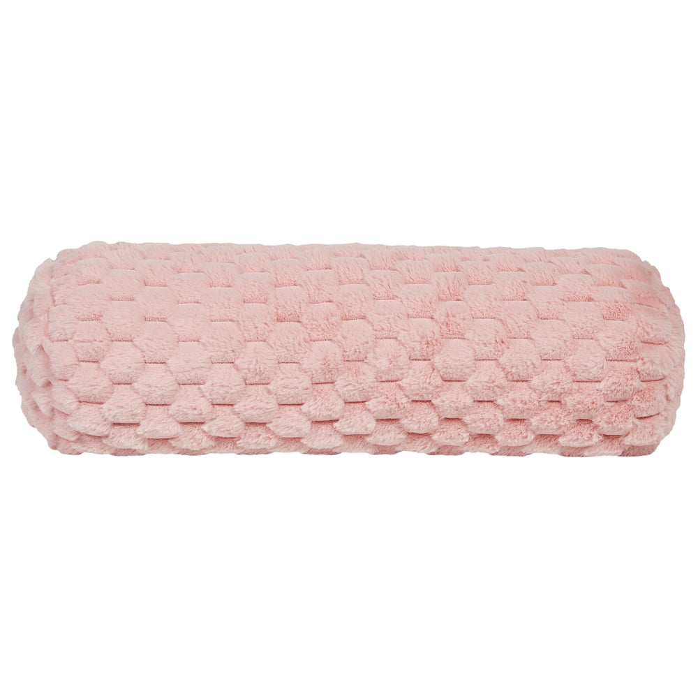 Cuscino decorativo in pelo sintetico di lana lungo a tinta unita rosa 22 x 60 cm stile elegante