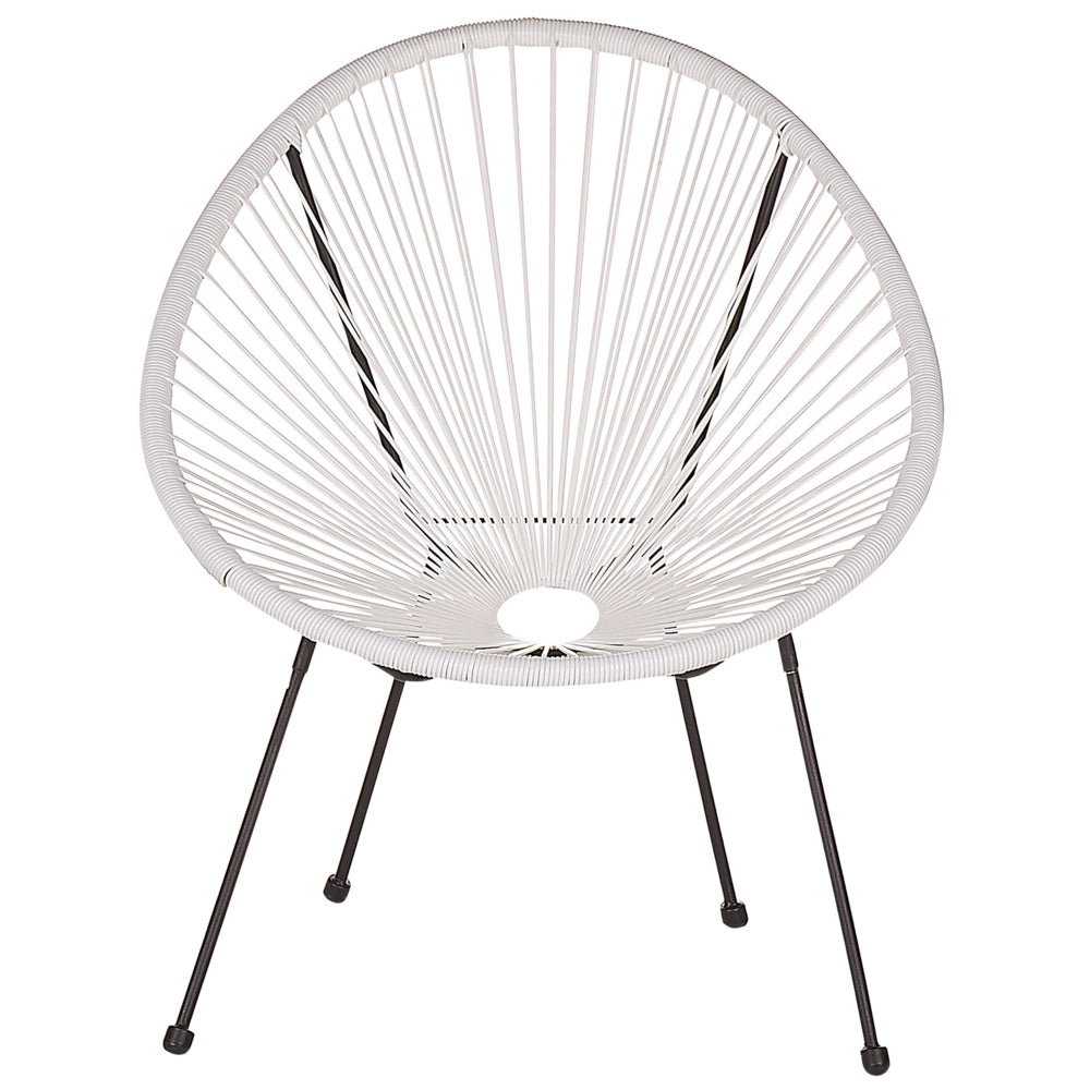 Sedia da Giardino rattan sintetico a Raggi Bianco Resistente Agenti Atmosferici