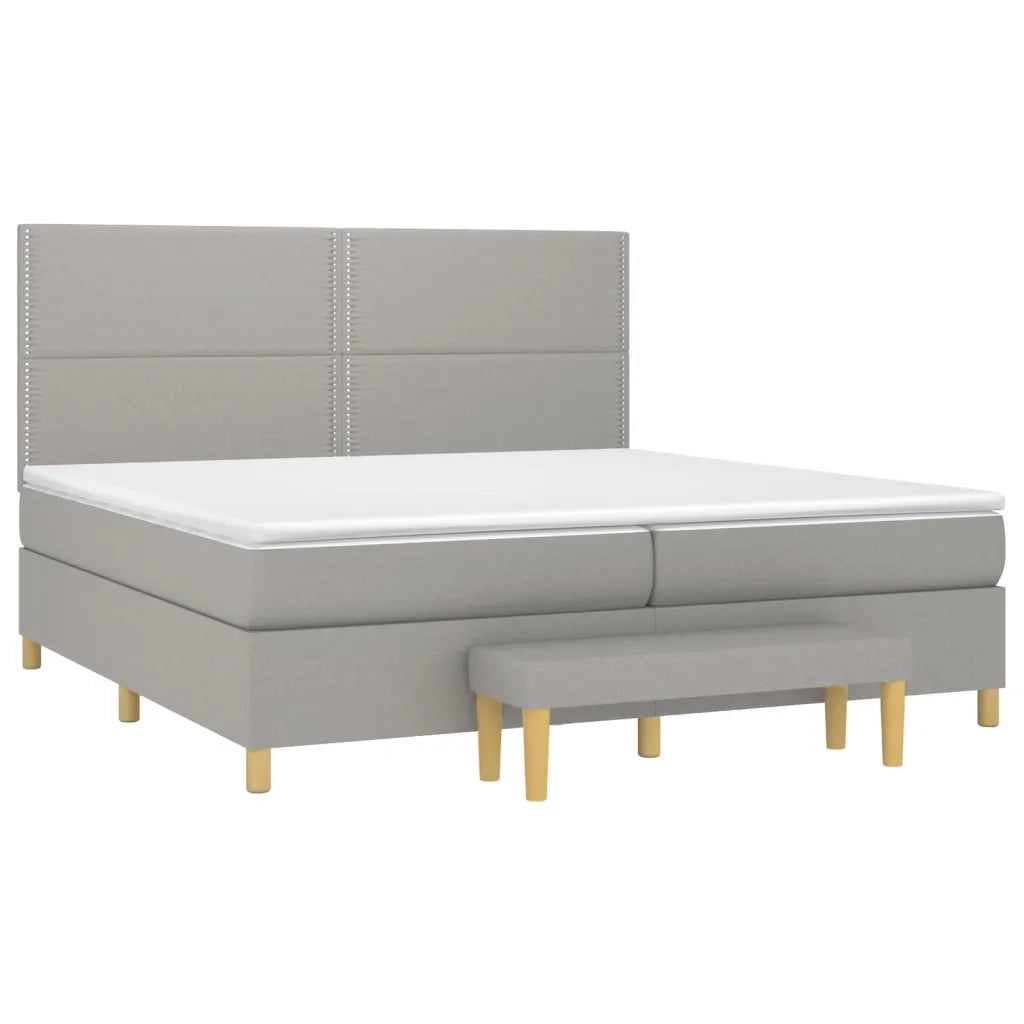 Giroletto a Molle con Materasso Grigio Chiaro 200x200cm Tessuto 3137101