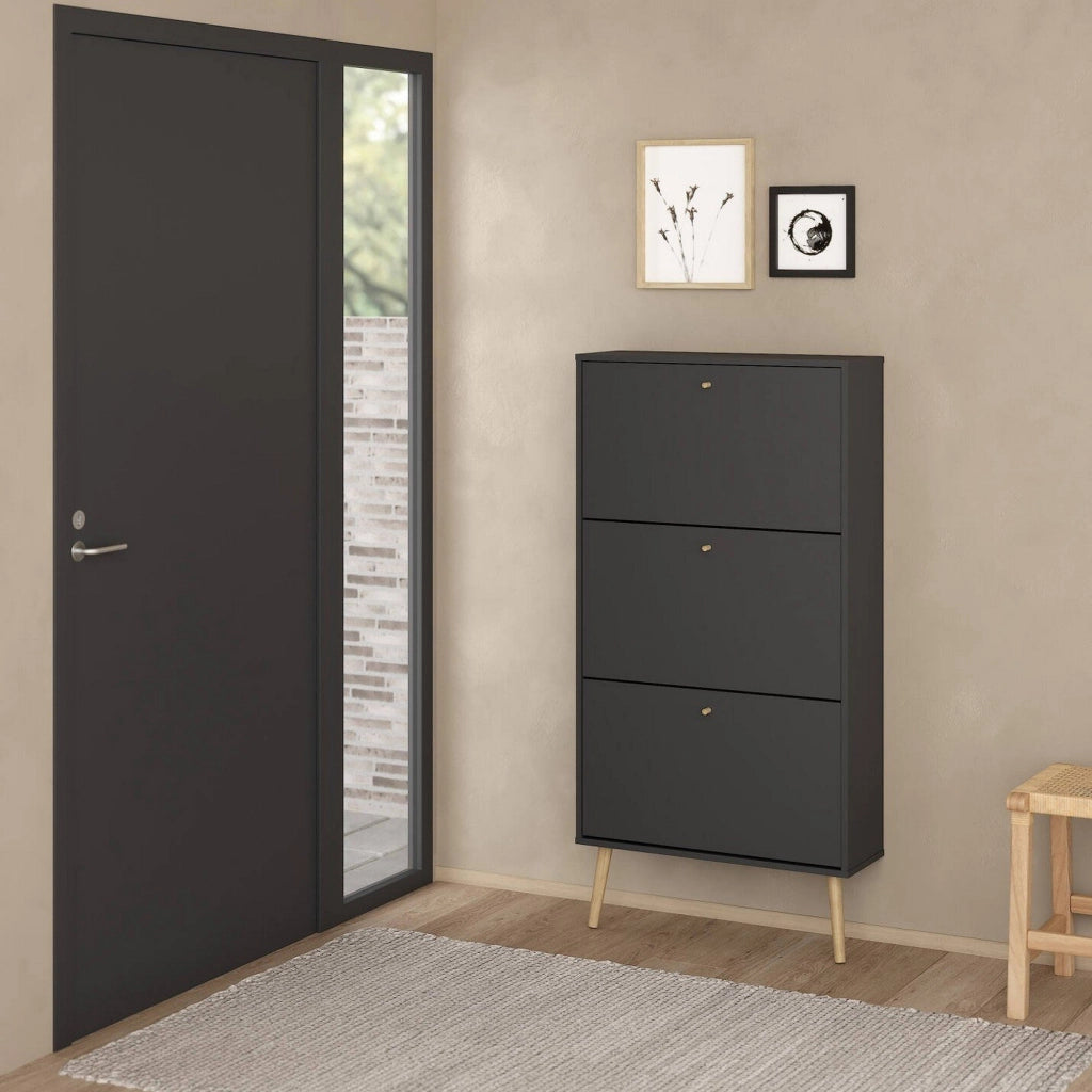Scarpiera Fung, Mobile portascarpe, Armadio da ingresso multiuso, Mobiletto per calzature, 70x24 h139 cm, Grigio