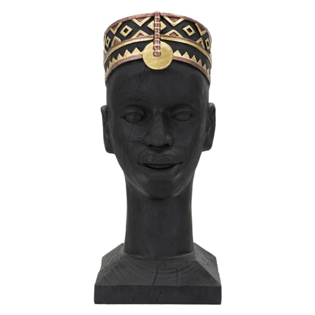 Scultura Africa 5, Nero, Poliresina, 25x25x56 cm