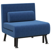 Poltrona Letto con Schienale Regolabile ¨C Zephmum ¨C Tessuto Blu Scuro Acciaio 75x70x75 cm