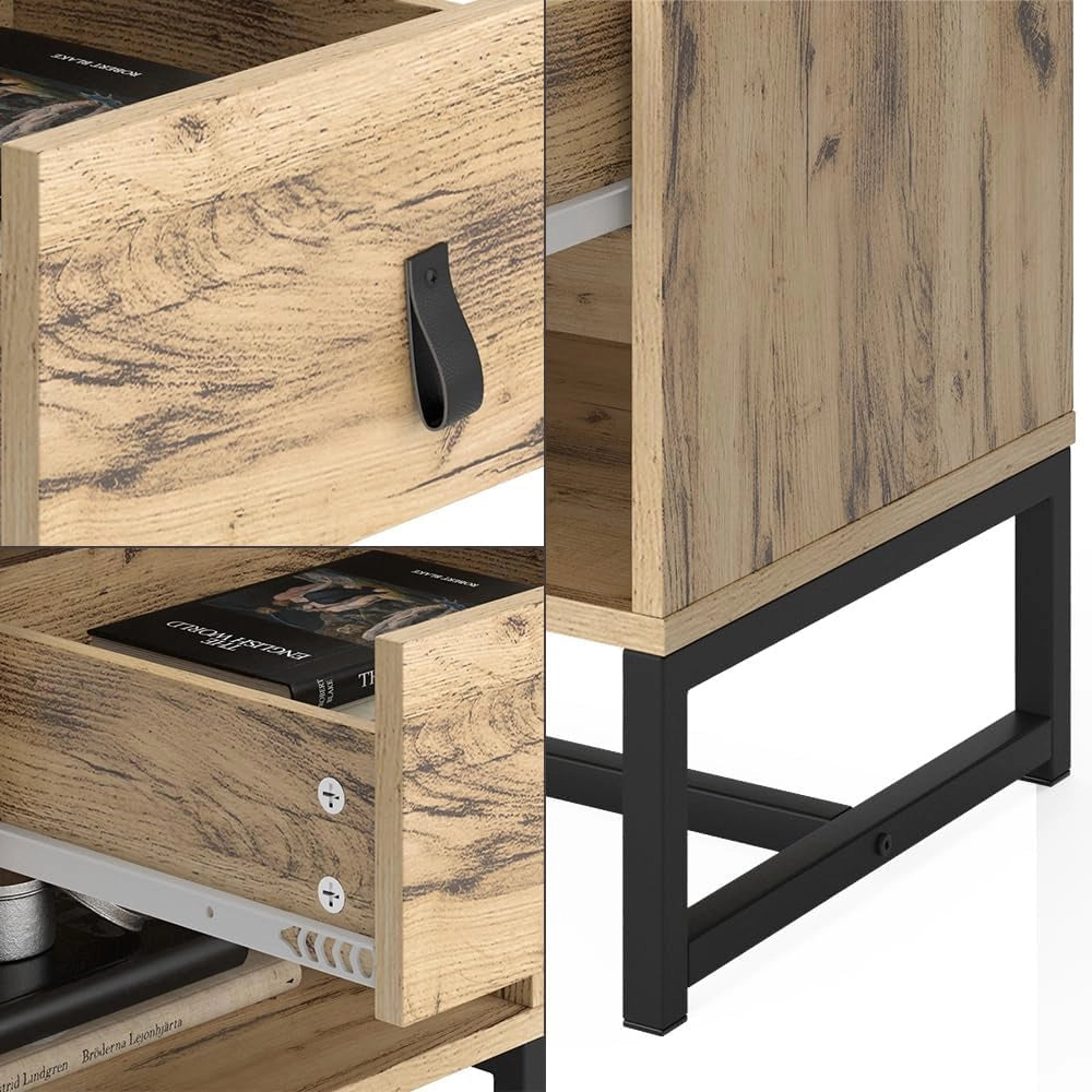 Comodino Ezra, Rovere, 39 x 47 cm Set di 2