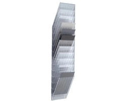 Sostegno per Cartelle A4 12 Compartimenti - Sostegno per Parete - Sostegno per Documenti A4 - Ecologico - Translucido - Dimensioni 240 x 1115 x 135 mm