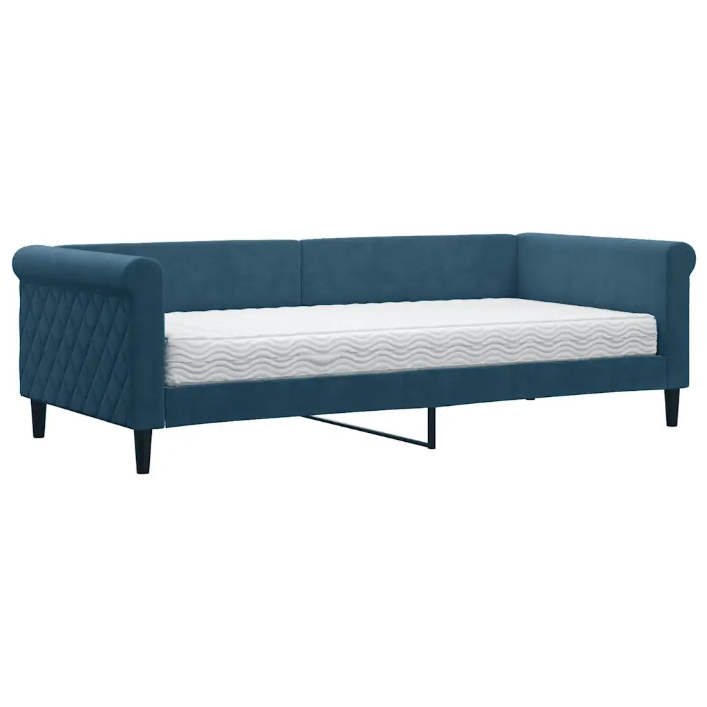 Divano Letto con Materasso-Sofa Letto-Daybed Blu 90x200 cm in Velluto 407350
