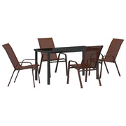 Set da Pranzo per Giardino 5 pz | Set Salotto da Giardino Marrone e Nero