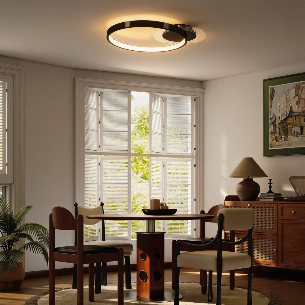 Plafoniera LED Moderna 2 Anelli ¨C zephmum ¨C Nero, Temperatura Colore Regolabile, 30W
