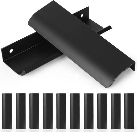 Maniglie per cassetti pieghevoli neri 150 mm - Set da 10 con viti - Maniglie in alluminio per cassetti della cucina e ante