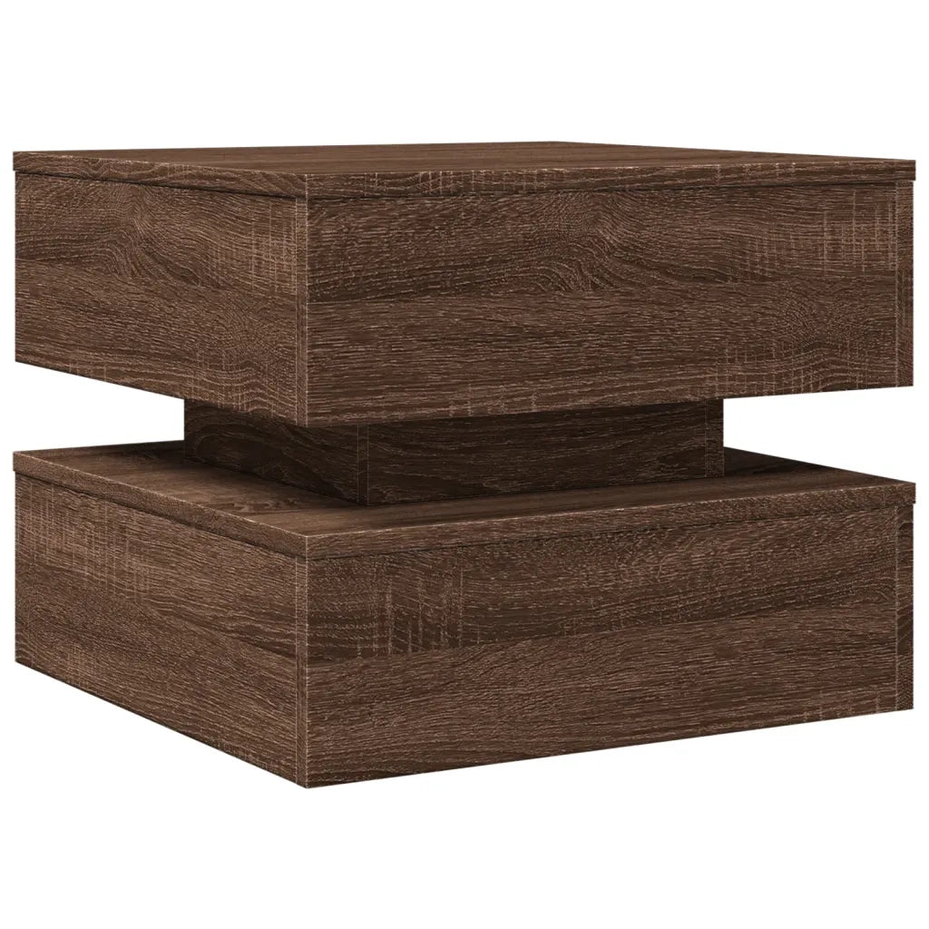 Tavolino da Salotto con Luci LED Rovere Marrone 50x50x40 cm 839860