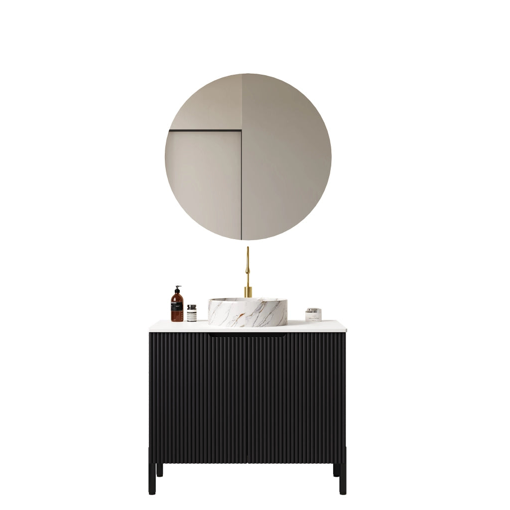 Mobile Sottolavabo con 2 Ante e Chiusura Soft-Close - per Bagno - Nero e Bianco