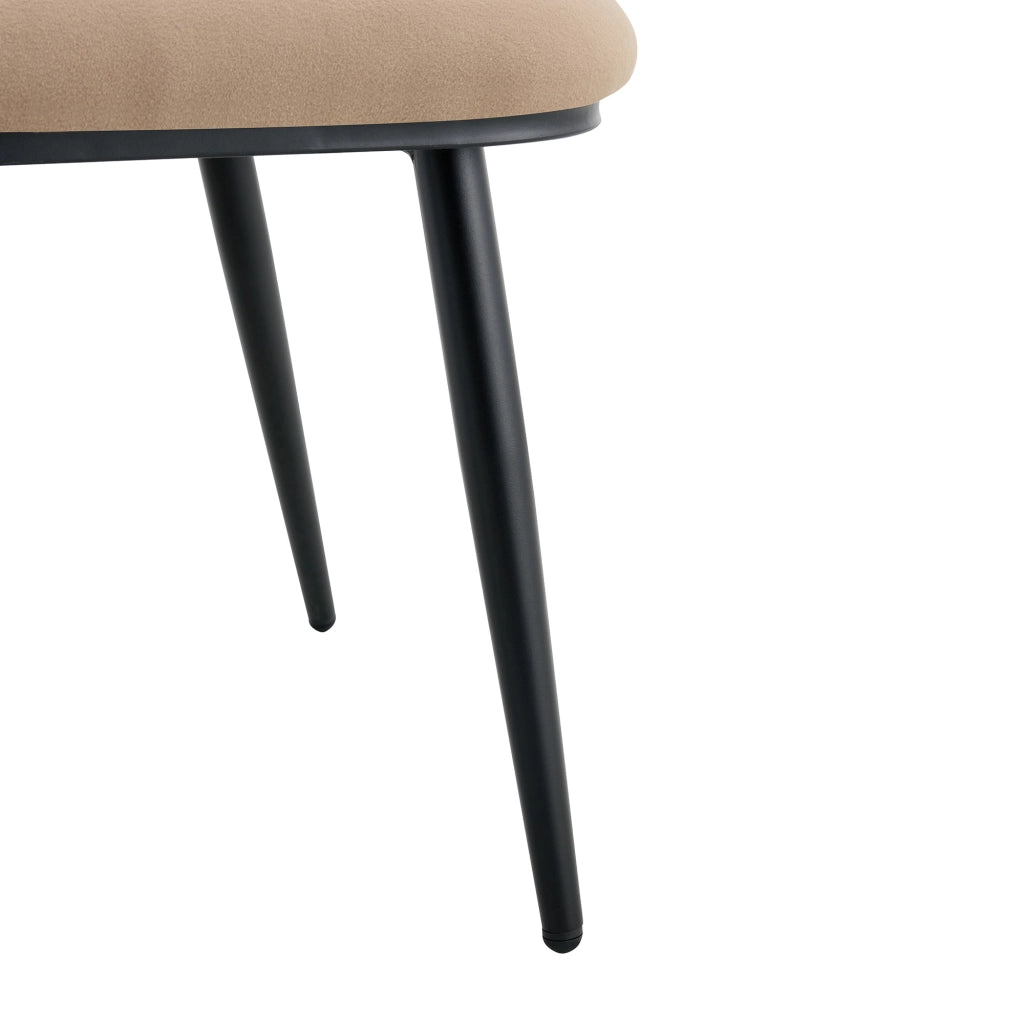 Sedie da Pranzo in Velluto con Schienale e Gambe in Metallo Nero ¨C MINIMAL ¨C Cammello, Set 2 Pezzi