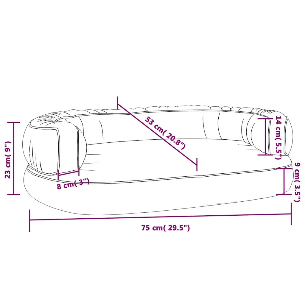 Letto Cani Ergonomico Gommapiuma Blu Scuro 75x53 cm Similpelle CFW1792114