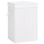 Cesto portabiancheria con un unico scomparto 40 x 30 x 60 cm bambù bianco 02_0006164