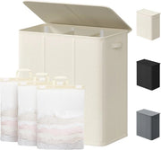 Asciugatrice a 3 Compartimenti – Asciugatrice con Coperchio e Maniglie – Sacchi di Asciugatura Rimovibili – Credenza per Asciugatrice 40 x 30 x 112 cm