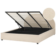 Letto con contenitore in velluto beige 180 x 200 cm minimalista retro ottomana