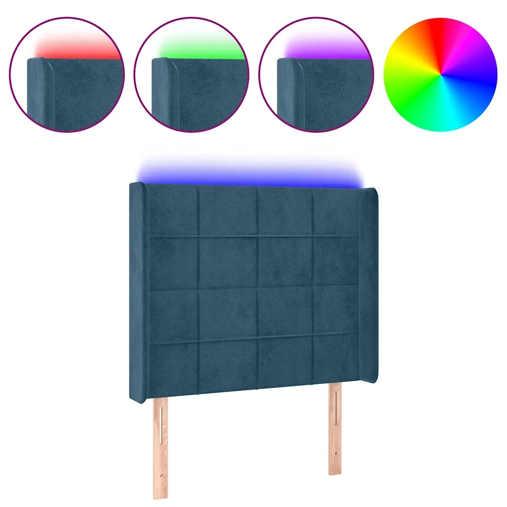 Testiera | Testata a LED Blu Scuro 83x16x118/128 cm in Velluto