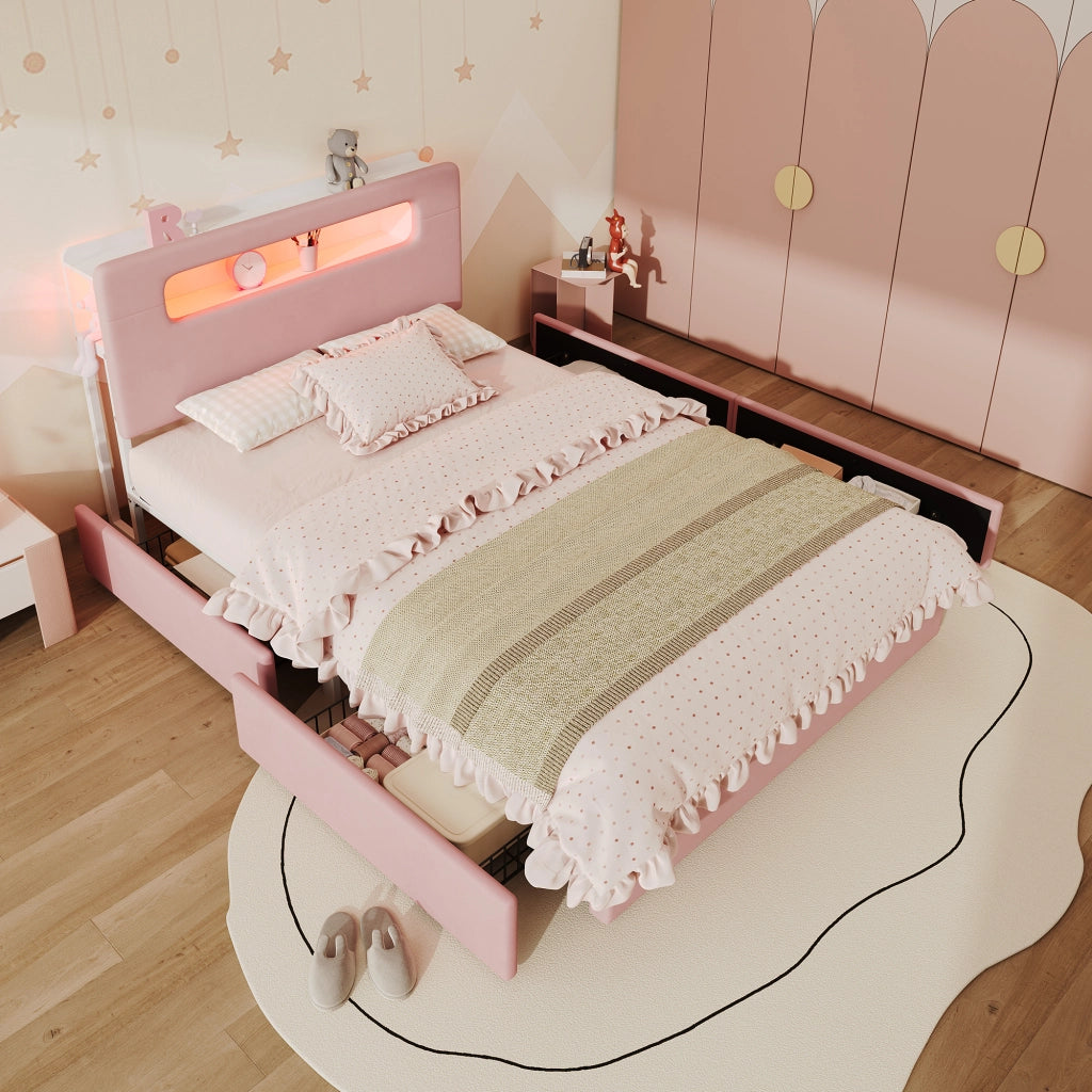 letto imbottito velluto rosa 140 x 200 cm