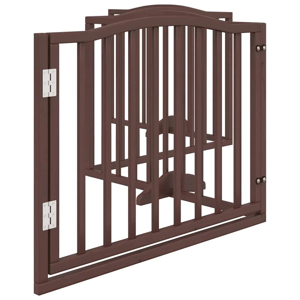 Cancelletto di sicurezza per cani con porta in legno di pioppo marrone a 4 pannelli 02_0023304