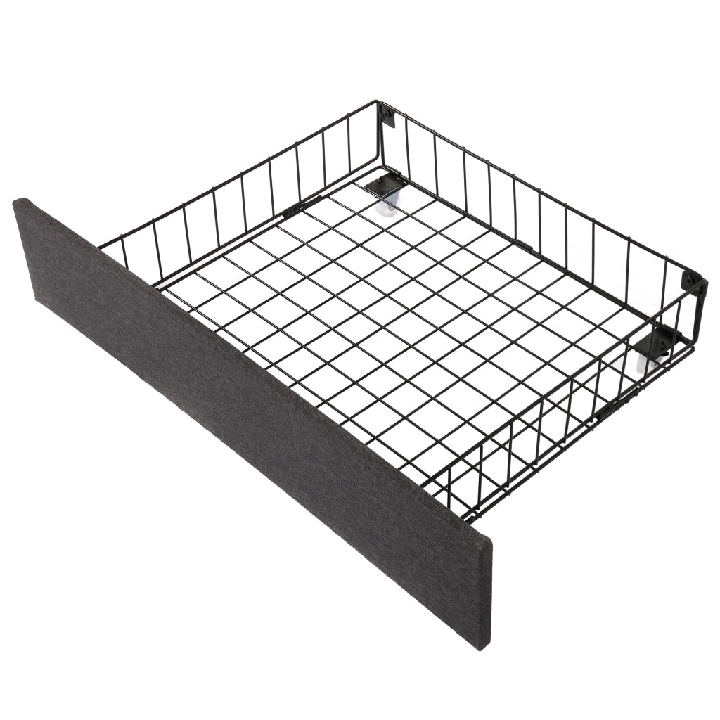 LETTO imbottito 160x200 cm grigio scuro in tessuto effetto lino con LED