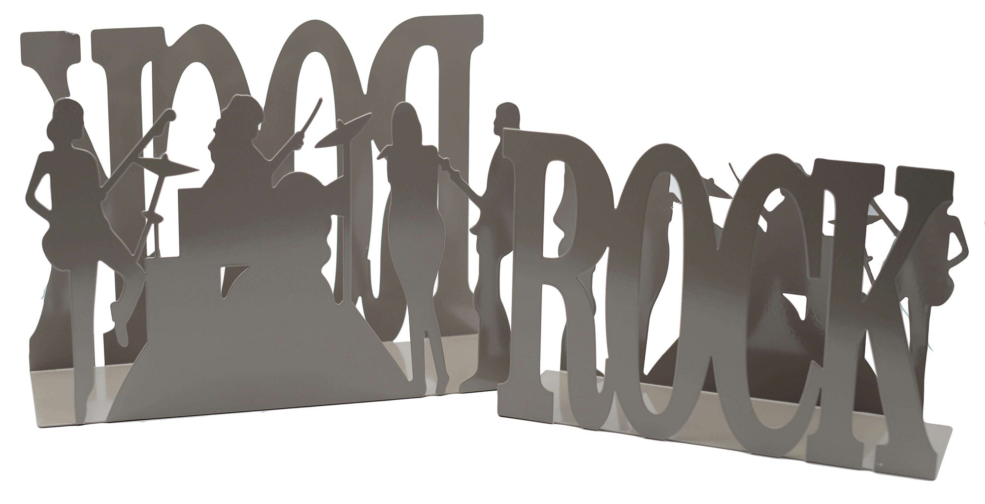 Set 2 Portariviste in metallo rock tortora