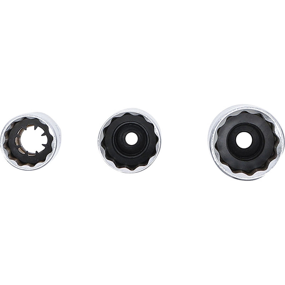 BUSSOLE PER CANDELE POLIGONALI SET 3 PZ ATTACCO 3/8”  14 - 16 - 18 mm