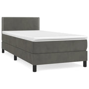 Letto singolo | Letto per adulti | Giroletto a Molle con Materasso Grigio Scuro 90x190 cm Velluto